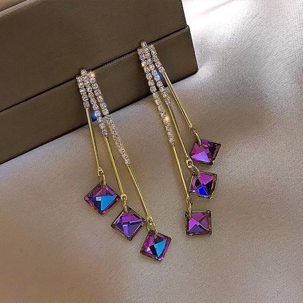 💎A074💎 *NEW DIAMOND AND CRYSTAL DROP EARRINGS